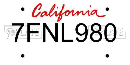 7FNL980 California License Plate