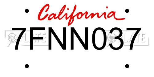 7FNN037 California License Plate