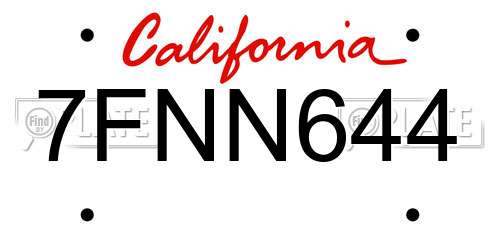 7FNN644 California License Plate