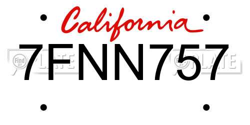 7FNN757 California License Plate