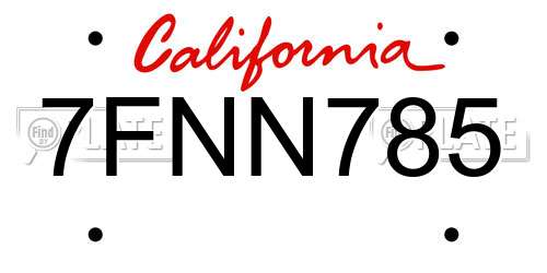 7FNN785 California License Plate