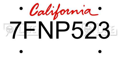 7FNP523 California License Plate