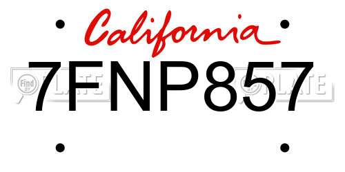 7FNP857 California License Plate