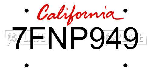 7FNP949 California License Plate