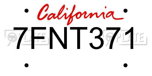 7FNT371 California License Plate