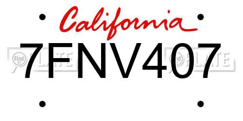 7FNV407 California License Plate
