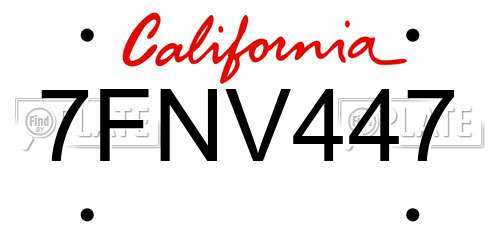 7FNV447 California License Plate