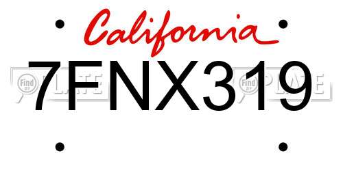 7FNX319 California License Plate