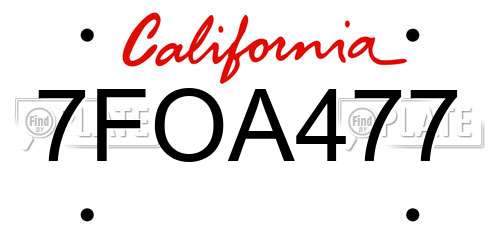 7FOA477 California License Plate