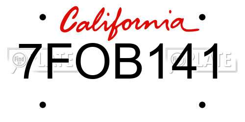 7FOB141 California License Plate
