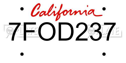7FOD237 California License Plate