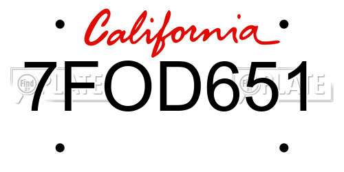 7FOD651 California License Plate