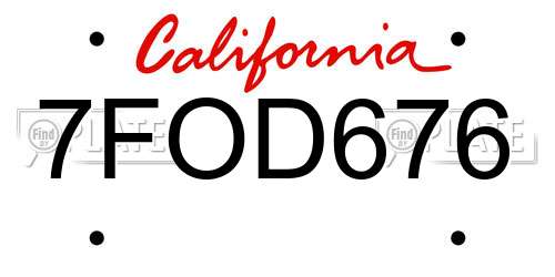 7FOD676 California License Plate