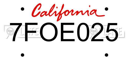 7FOE025 California License Plate