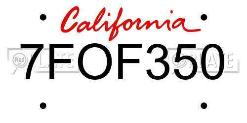7FOF350 California License Plate