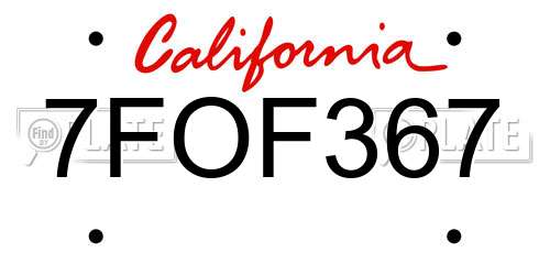 7FOF367 California License Plate