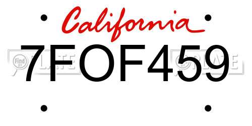 7FOF459 California License Plate