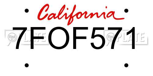 7FOF571 California License Plate
