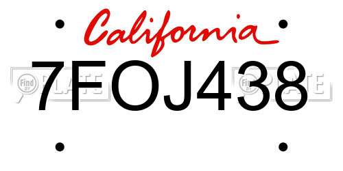 7FOJ438 California License Plate