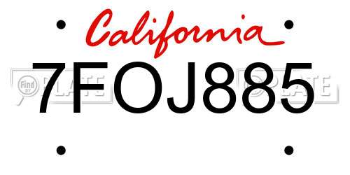 7FOJ885 California License Plate