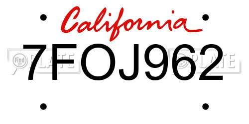 7FOJ962 California License Plate