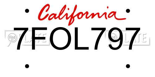7FOL797 California License Plate