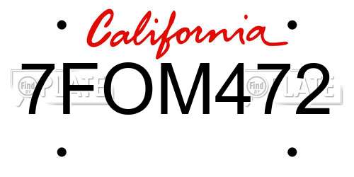 7FOM472 California License Plate