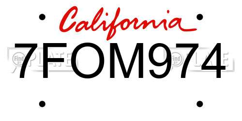 7FOM974 California License Plate