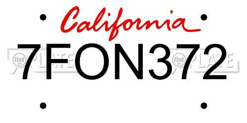 7FON372 California License Plate