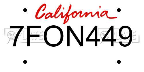 7FON449 California License Plate