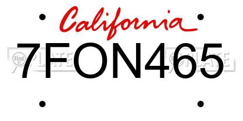 7FON465 California License Plate