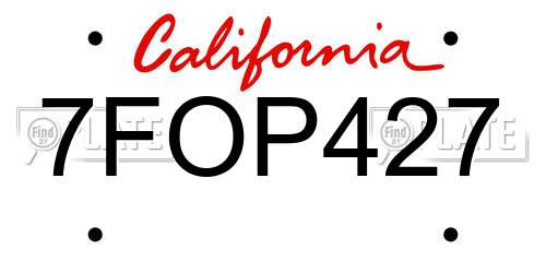 7FOP427 California License Plate