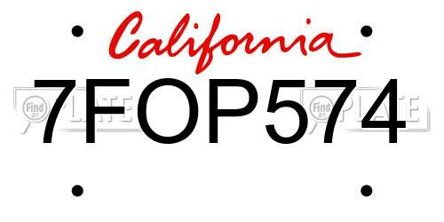 7FOP574 California License Plate