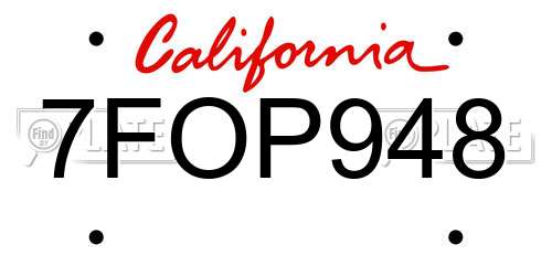 7FOP948 California License Plate