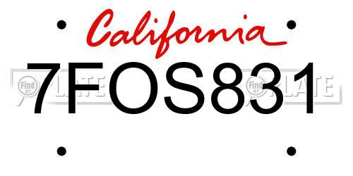7FOS831 California License Plate