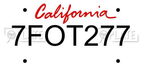 7FOT277 California License Plate