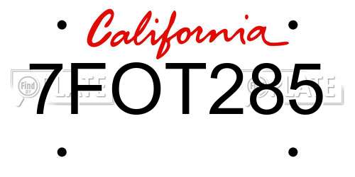 7FOT285 California License Plate
