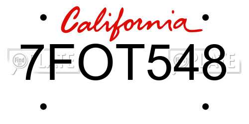 7FOT548 California License Plate