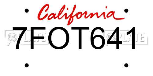 7FOT641 California License Plate