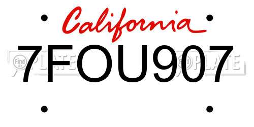7FOU907 California License Plate