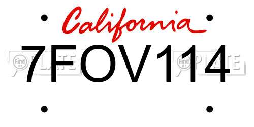 7FOV114 California License Plate