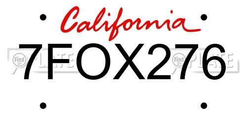 7FOX276 California License Plate
