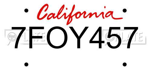 7FOY457 California License Plate