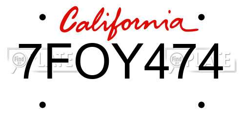 7FOY474 California License Plate