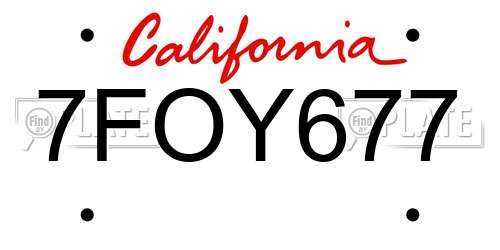 7FOY677 California License Plate
