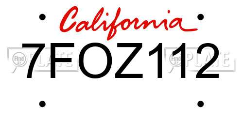 7FOZ112 California License Plate