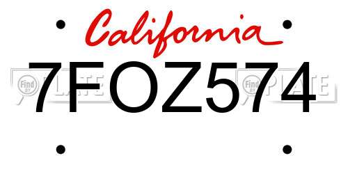 7FOZ574 California License Plate