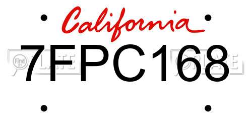 7FPC168 California License Plate