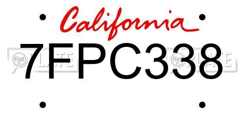 7FPC338 California License Plate
