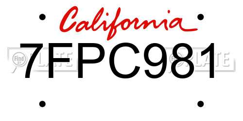 7FPC981 California License Plate